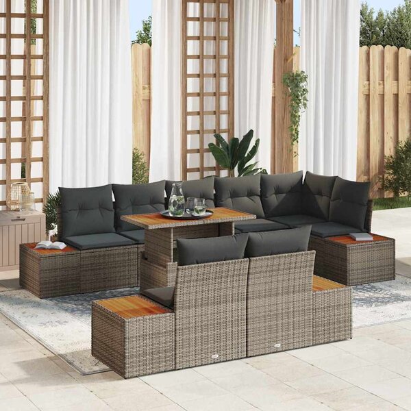 Kerti Kanapé Szett tárolóval 9 pcs Szürke Poli rattan