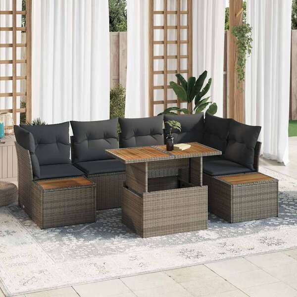 Kerti Kanapé Szett tárolóval 10 pcs Szürke Poli rattan