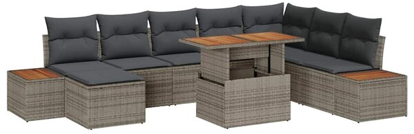 Kerti Kanapé Szett tárolóval 9 pcs Szürke Poli rattan