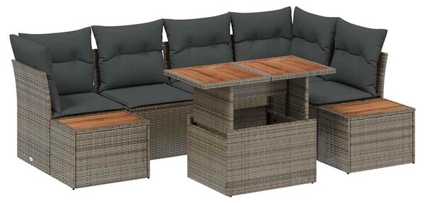 Kerti Kanapé Szett tárolóval 10 pcs Szürke Poli rattan