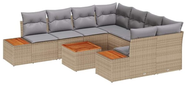 Kerti Kanapé Szett párnával tárolóval 9 pcs Bézs Poli rattan