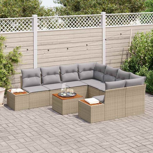 Kerti Kanapé Szett párnával tárolóval 9 pcs Bézs Poli rattan