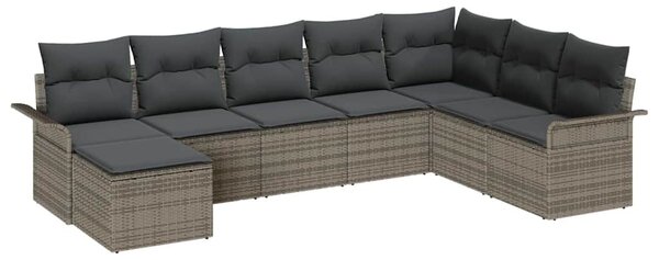 Kerti Kanapé Szett párnával tárolóval 8 pcs Szürke Poli rattan