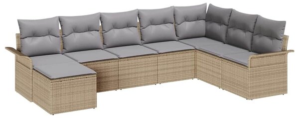 Kerti Kanapé Szett párnával tárolóval 8 pcs Bézs Poli rattan
