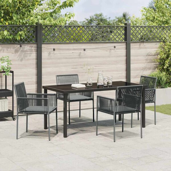 Kert étkező szett 5 pcs Fekete PE Rattan