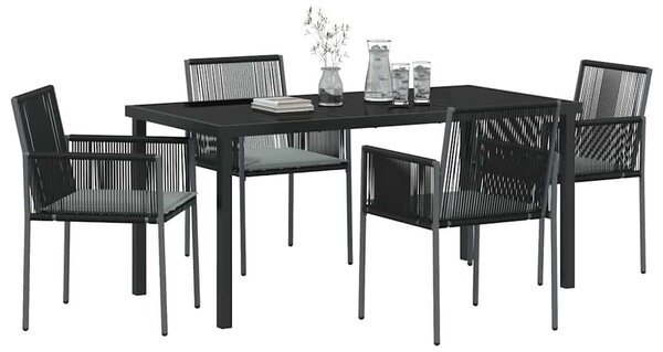 Kert étkező szett 5 pcs Fekete PE Rattan