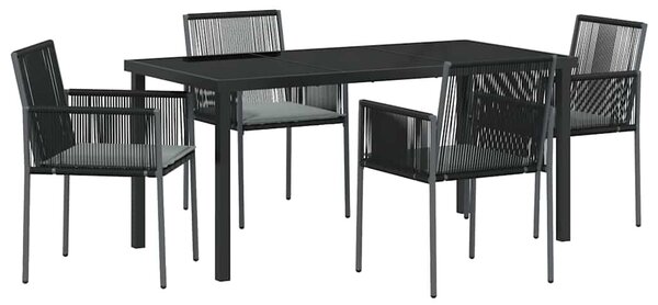 Kert étkező szett 5 pcs Fekete PE Rattan