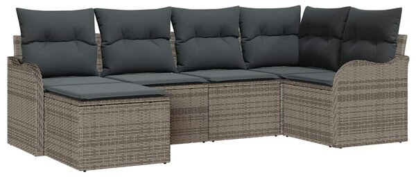 Kerti Kanapé Szett párnával 6 pcs Szürke Poli rattan