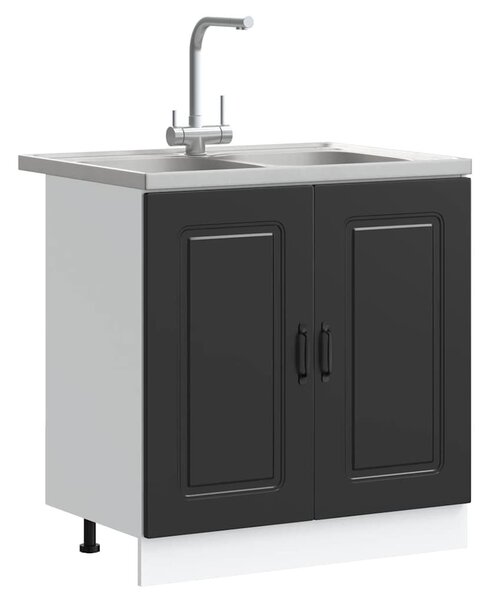 VidaXL Konyhaszekrény Kalmar Fekete 80 x 46 x 81,5 cm Szerelt Fa