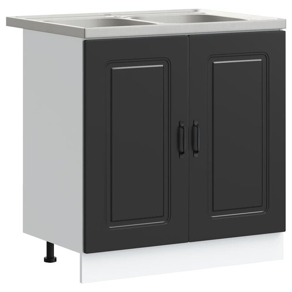 VidaXL Konyhaszekrény Kalmar Fekete 80 x 46 x 81,5 cm Szerelt Fa