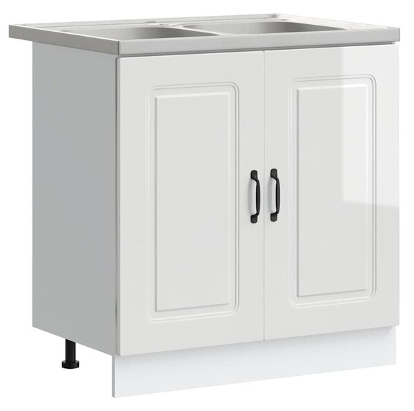 VidaXL Konyhaszekrény Kalmar Fényes Fehér 80 x 46 x 81,5 cm Szerelt Fa