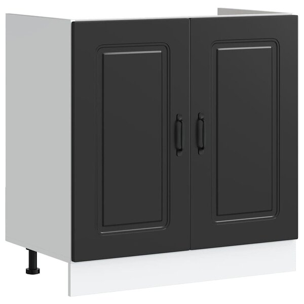 VidaXL Konyhaszekrény Kalmar Fekete 80 x 46 x 81,5 cm Szerelt Fa
