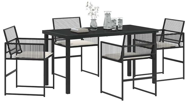 Kert étkező szett 5 pcs Fekete polirattan