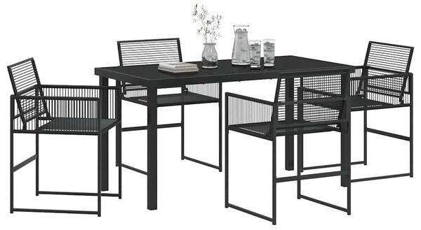 Kert étkező szett 5 pcs Fekete polirattan