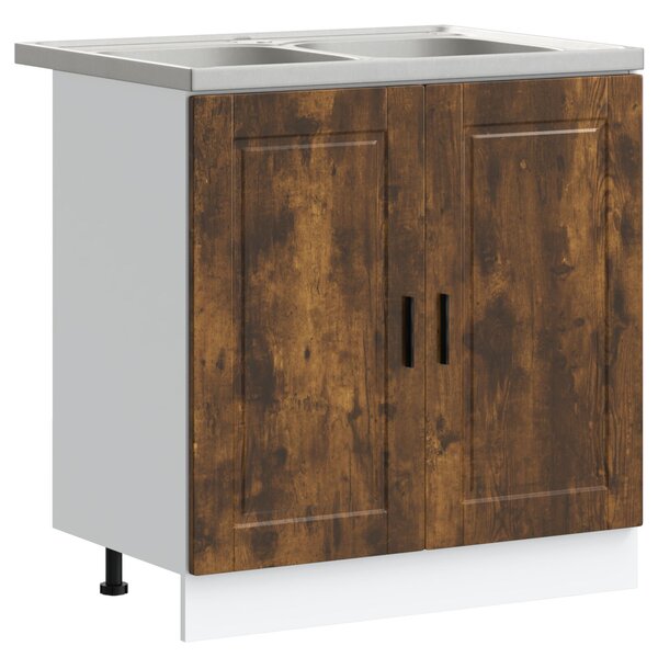 VidaXL 2 db Füstölt tölgy Élénkített fa 80x46x81,5 cm