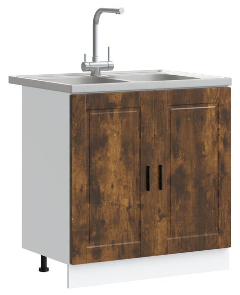 VidaXL 2 db Füstölt tölgy Élénkített fa 80x46x81,5 cm