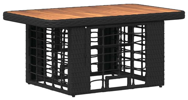Kert étkező szett 3 pcs Fekete és Szürke Poli Rattan és Akácfa