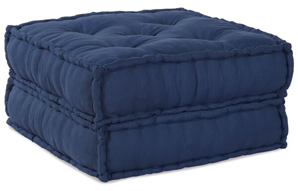 VidaXL Puff 2 db-os szett Indigó Pamut 70 x 70 x 36 cm