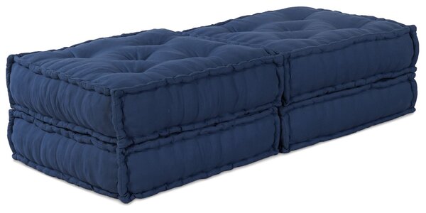 VidaXL Puff 2 db-os szett Indigó Pamut 70 x 70 x 36 cm