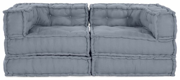 VidaXL Puff 2 db-os szett Szürke Poliészter 70 x 70 x 54 cm Párnák