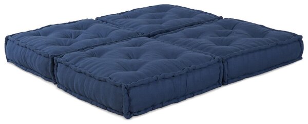 VidaXL Puff 2 db-os szett Indigó Pamut 70 x 70 x 36 cm