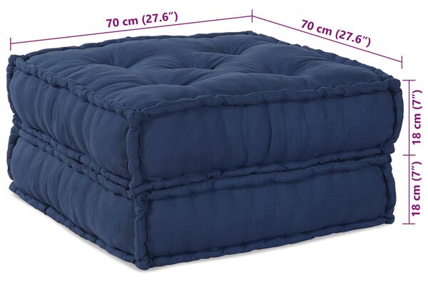 VidaXL Puff 2 db-os szett Indigó Pamut 70 x 70 x 36 cm