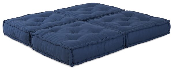 VidaXL Puff 2 db-os szett Indigó Pamut 70 x 70 x 36 cm