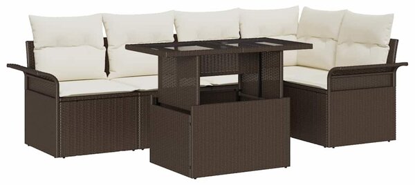 Kerti Kanapé Szett párnával tárolóval 6 pcs Barna Poli rattan