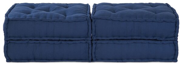 VidaXL Puff 2 db-os szett Indigó Pamut 70 x 70 x 36 cm