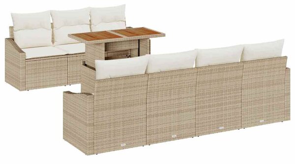 Kerti Kanapé Szett tárolóval 8 pcs Bézs Poli rattan