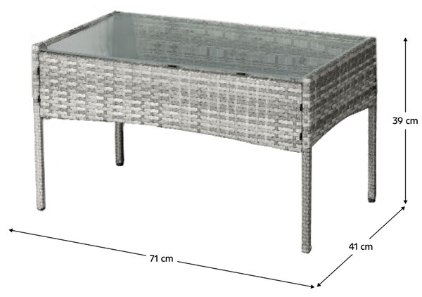 KONDELA Kerti 4 részes rattan szett szürke, RATANA