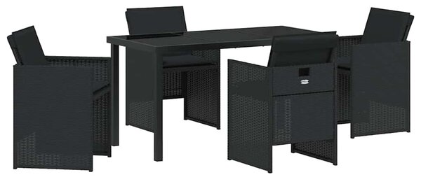 Kert étkező szett 5 db Fekete polirattan