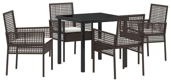 Kert étkező szett párnával 5 pcs Barna polirattan
