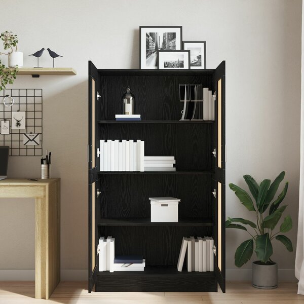 VidaXL Könyvespolcok 2 db Fekete Tölgy 165x30,5x150 cm Műgyanta