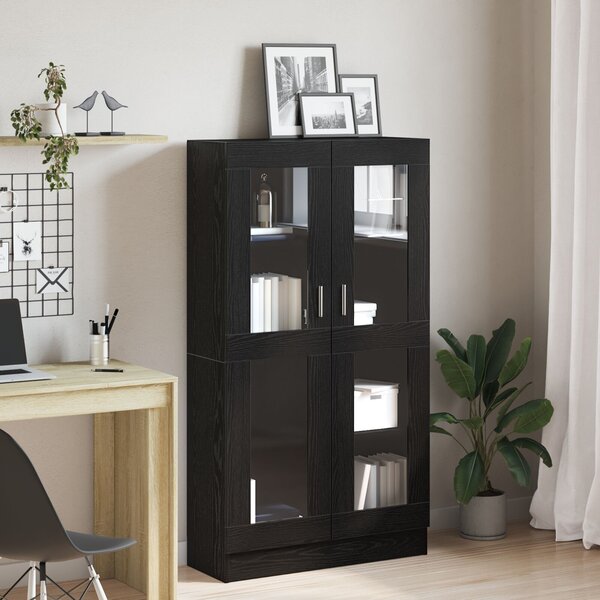 VidaXL Könyves Szekrény Fekete tölgy Szerelt fa, Üveg 82,5 x 30,5 x 150 cm