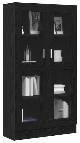 VidaXL Könyves Szekrény Fekete tölgy Szerelt fa, Üveg 82,5 x 30,5 x 150 cm