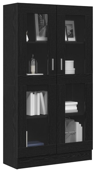 VidaXL Könyves Szekrény Fekete tölgy Szerelt fa, Üveg 82,5 x 30,5 x 150 cm