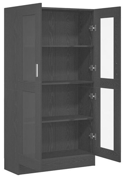 VidaXL Könyves Szekrény Fekete tölgy Szerelt fa, Üveg 82,5 x 30,5 x 150 cm
