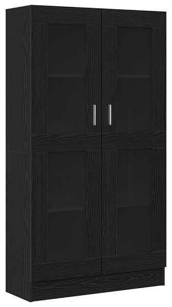 VidaXL Könyves Szekrény Fekete tölgy Szerelt fa, Üveg 82,5 x 30,5 x 150 cm
