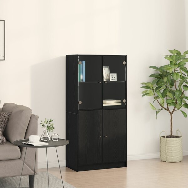 VidaXL Fekete tölgybútor szekrény Ajtókkal 68x37x142 cm Műszaki fa