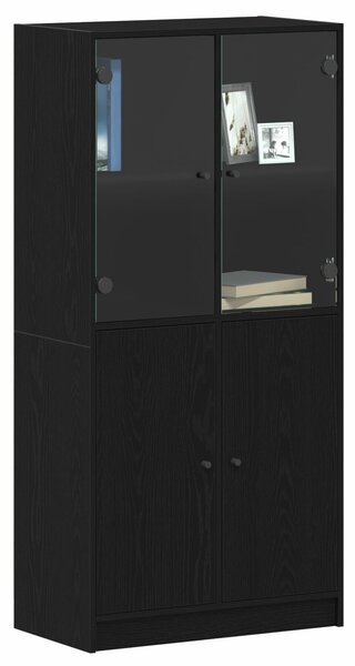 VidaXL Fekete tölgybútor szekrény Ajtókkal 68x37x142 cm Műszaki fa