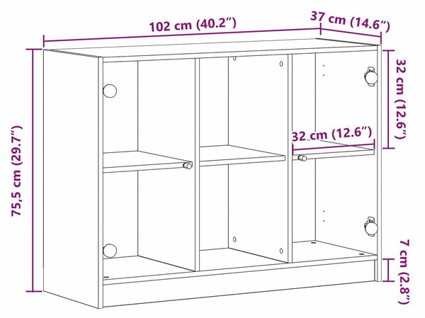 VidaXL Oldalszekrény Fekete Tölgy 102x37x75,5 cm Mérnöki Fa