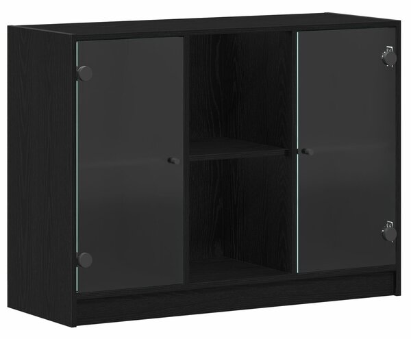 VidaXL Oldalszekrény Fekete Tölgy 102x37x75,5 cm Mérnöki Fa