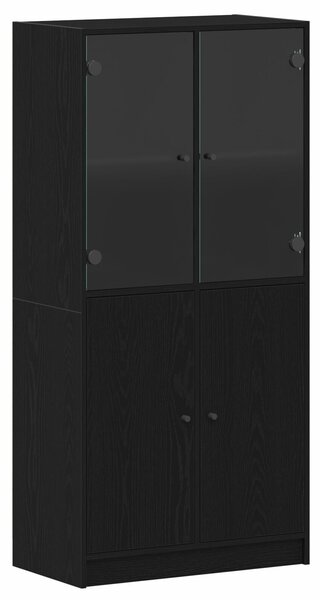 VidaXL Fekete tölgybútor szekrény Ajtókkal 68x37x142 cm Műszaki fa