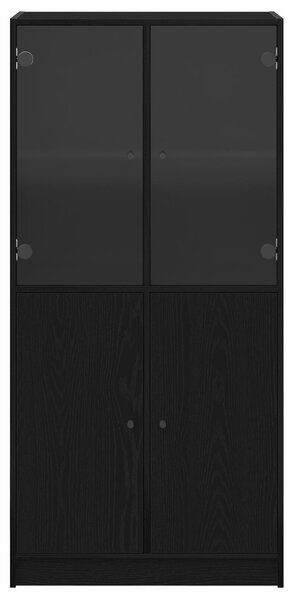 VidaXL Fekete tölgybútor szekrény Ajtókkal 68x37x142 cm Műszaki fa
