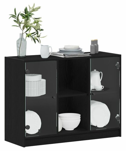 VidaXL Oldalszekrény Fekete Tölgy 102x37x75,5 cm Mérnöki Fa