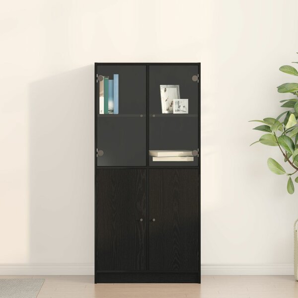 VidaXL Fekete tölgybútor szekrény Ajtókkal 68x37x142 cm Műszaki fa