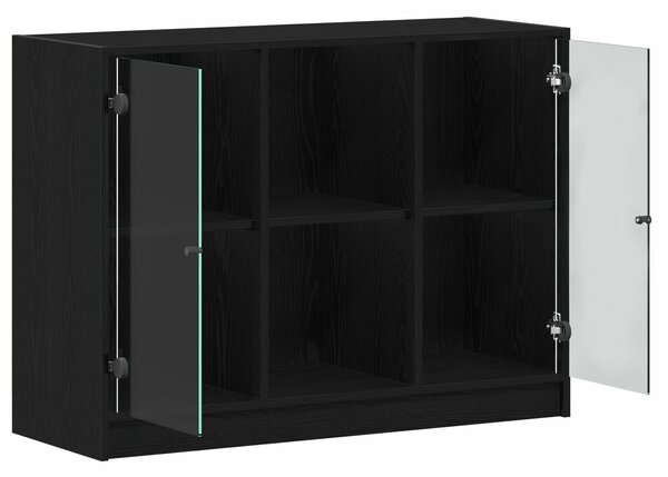 VidaXL Oldalszekrény Fekete Tölgy 102x37x75,5 cm Mérnöki Fa
