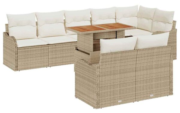 Kerti Kanapé Szett tárolóval 9 pcs Bézs Poli rattan