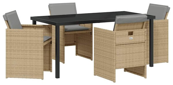 Kert étkező szett 5 pcs Bézs polirattan